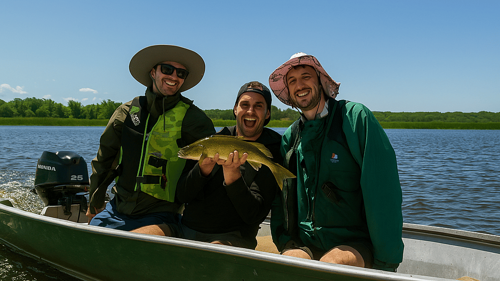 Journée pêche entre amis au Domaine Lac St-Pierre avec leur location de chaloupe à moteur